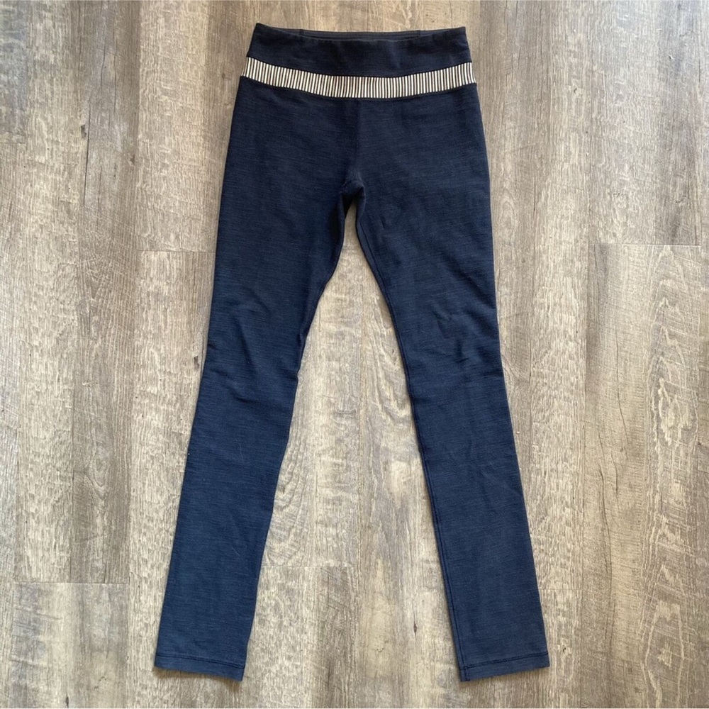 lululemon athletica Black Leggings with Cream Striped Waistband